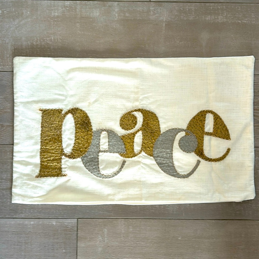 Pottery Barn Lumbar Peace Pillow Cover